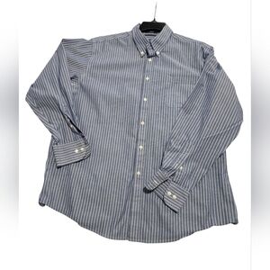 Dockers Battery Street Classic Fit Stretch Button Up Long Sleeve Pin Stripe XL